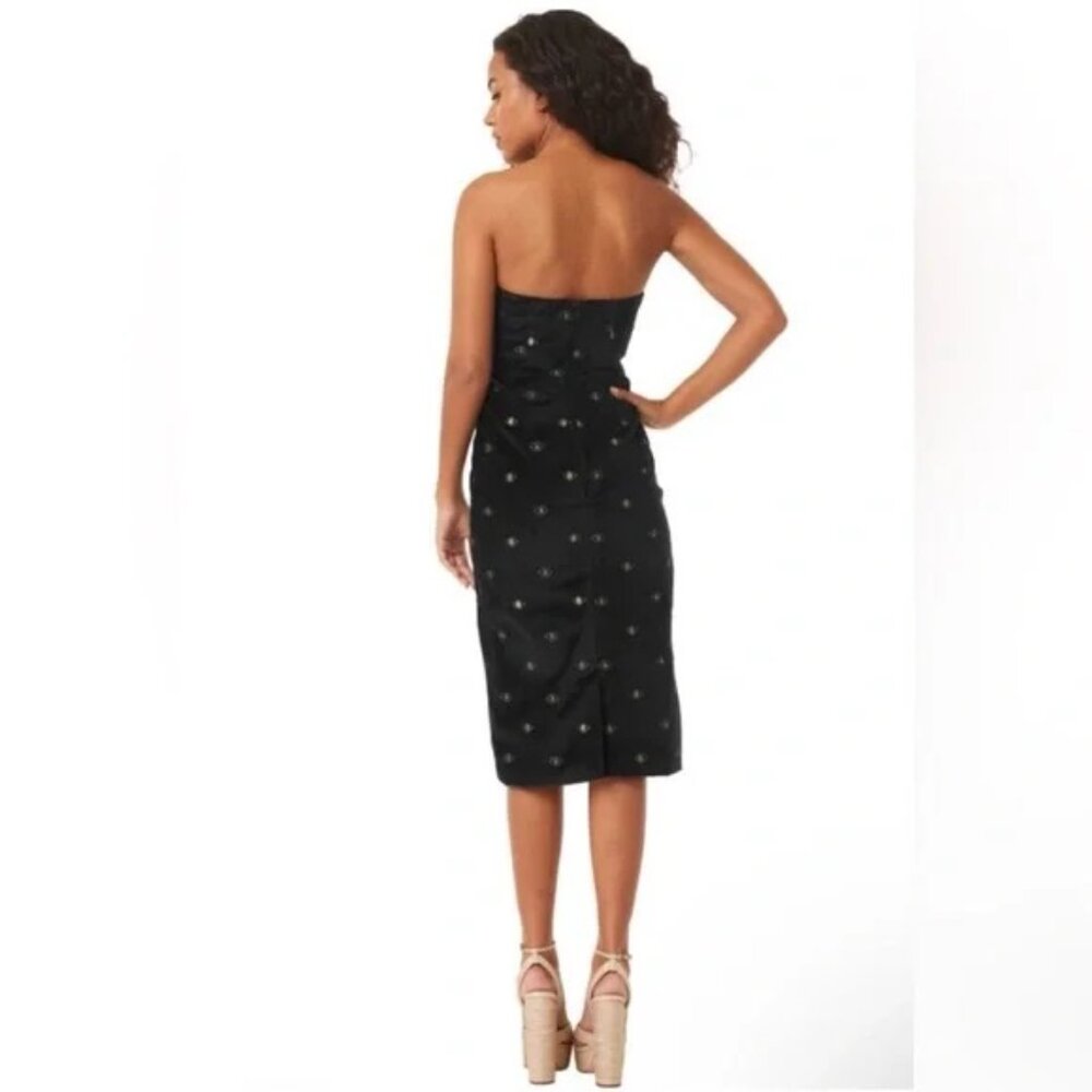 NWT Misa Los Angeles Black Velvet Evil Eye Embroidered Dress - Picture 2 of 5